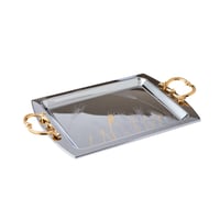 صواني تقديم نيكل وذهبي 3 قطعة