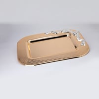 صينية تقديم معدن فضي ذهبي مفرد من مجموعة الفيونكة