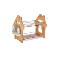 حامل صحون دورين من الخشب والمعدن