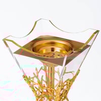 مبخرة اكريلك شفاف اغصان معدن ذهبي