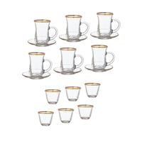 طقم شاي وقهوة 18 قطعة ذهبي