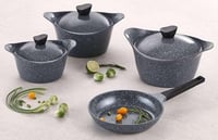 لاهويا طقم قدور جرانيت 18 قطعة رمادي