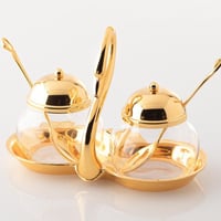 سكرية مزدوجة من الزجاج ديكور بطة معدن ذهبي