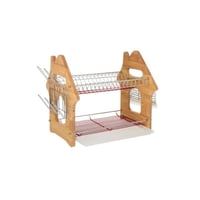 حامل صحون دورين من الخشب والمعدن