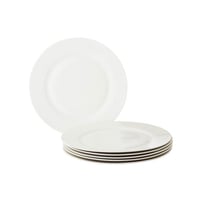 طقم صحون عشاء بورسلان ابيض 6 قطعة مسطح