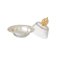 تمرية معدن فضي بغطاء زجاج تركي