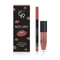 جولدن روز طقم احمر ومحدد شفاه - وارم سابل