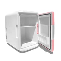 ثلاجة صغيرة بينك للعناية بالبشرة والمكياج وردي 4 ل...