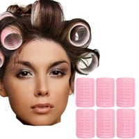 بكرات شعر وردي صغير 6 حبات