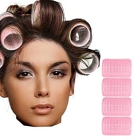 بكرات شعر وردي صغير 4 حبات