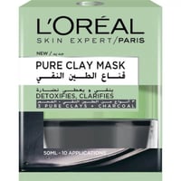 لوريال باريس قناع الطين النقي مع الفحم للنساء 50مل