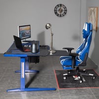 كرسي قيمنق مع طاولة قيمنق زاوية لون أزرق بأبيض