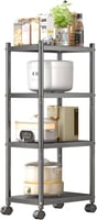عربة تخزين مطبخ متعددة الاستخدامات بأربعة رفوف وعج...