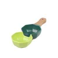 صينية تقديم-سيراميك بمقبض خشبي