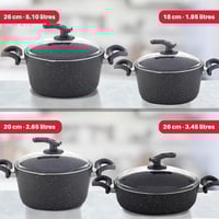 طقم مستر كوك جرانيت 18 قطعة - غطاء زجاجي - رمادي م...