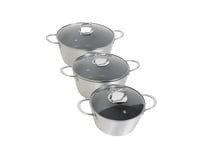 طقم قدور ألمنيوم فضى لامع مطلى من الداخل 4 قطع مقا...