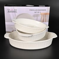 طقم صواني تقديم سيراميك 3 قطع شكل بيضاوي أنيق – صو...