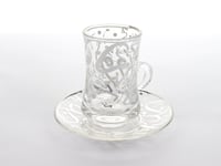 طقم بيالات وفناجين زجاجي مزخرف بنقوش عربية فاخرة