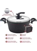 طقم مستر كوك جرانيت 18 قطعة - غطاء استيل - رمادي م...