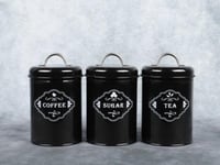 طقم علب سكر وشاي وقهوة لون اسود