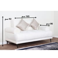 طقم كنب 10 أشخاص قماش مخمل أبيض بأرجل ستانلس ستيل