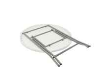 طاولة فيبر مدورة قابلة للحمل بلون أبيض