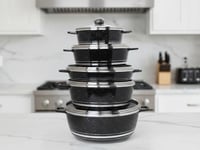 طقم قدور جرانيت فاخر – 6 طبقات حماية – 5 قطع بأحجا...