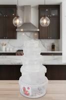 طقم علب حفظ طعام بلاستيك شفاف دائري – 5 قطع