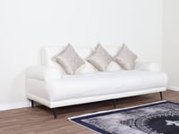 طقم كنب 10 أشخاص قماش مخمل أبيض بأرجل ستانلس ستيل