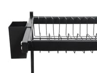 رف تجفيف أطباق منظم فوق الحوض بلون أسود