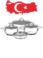 طقم قدور و أواني طهي من الستانلس ستيل المانع للإلت...