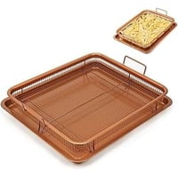 صينية تحمير نحاسي دائرية بشبكة لتصفية الزيت للفرن1...