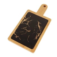 صحن حلا مستطيل سيراميك بإطار ومقبض خشب