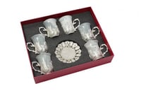 طقم بيالات شاهي مع صحن استيل