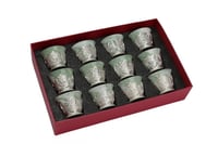 فناجين قهوة عربي سيراميك فضي12 حبة