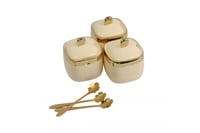 طقم سكريات وبهارات سيراميك 3 قطع لون بيج