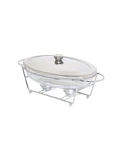 سخان بوفيه زجاجي بيضاوي مع ستاند معدني وغطاء ستانل...