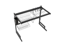 رف تجفيف أطباق منظم فوق الحوض بلون أسود