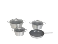 طقم قدور ألمنيوم فضى لامع مطلى من الداخل 4 قطع مقا...