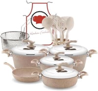 طقم مستر كوك جرانيت 18 قطعة - غطاء استيل - بيج مع...