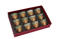 فناجين قهوة عربي سيراميك ذهبي 12 حبة