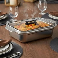 صواني استيل(وسط) بغطاء زجاج