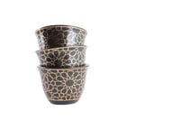 طقم فناجين برسلان اسود بنقش ذهبي إسلامي 12 حبة