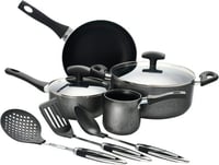 طقم قدور للطبخ ، 9 قطعه ، غير لاصق ، لون اسود