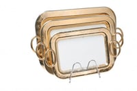 طقم طوفريات هوم فيو أبيض مذهب 3 حبة