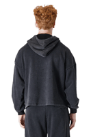 هودي بقصة واسعة Acid Wash من طبقتين للجنسين أسود +...