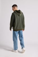 هودي بقصة واسعة Acid Wash للجنسين أخضر غامق