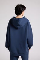 هودي أوفرسايز برباط للجنسين - أزرق داكن