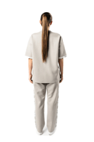 بنطلون رمادي مستقيم الساق للجنسين مع حزام خصر وأرب...