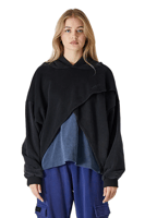 هودي بقصة واسعة Acid Wash من طبقتين للجنسين أسود +...